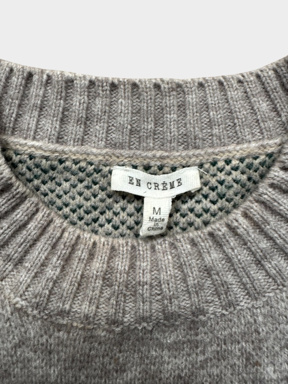 En Crème Floral Textured Crewneck Sweater Gray Cream Women’s Size M - Picture 3 of 4